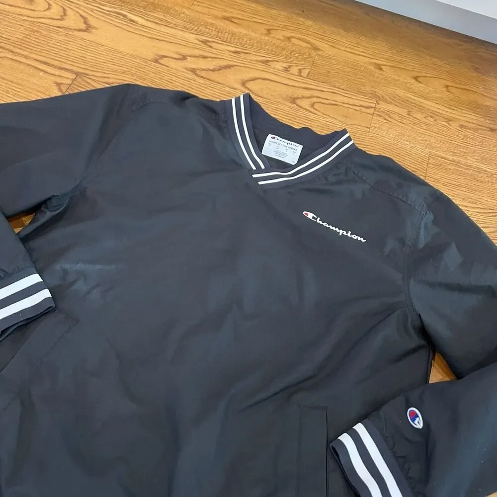 Champion Jacket Mens Medium Scout Baseball Stadium Wind‎ Water Resistant Black